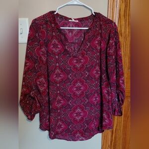 Maurices Burgundy Paisley Blouse